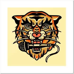 Tiger Biting A Microphone: Cool Music Illustration Posters and Art